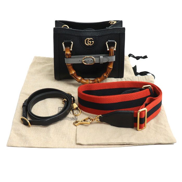 Gucci Diana Mini Tote 2way Shoulder Bag Black 702732 U3zdt 1073 Ladies Preowned