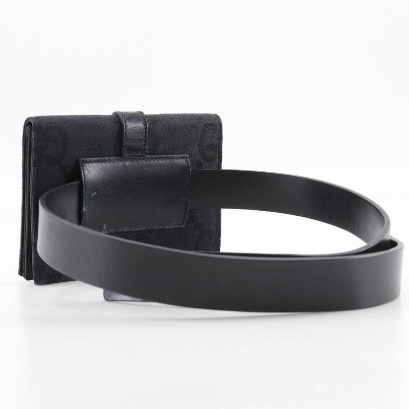 Gucci Jackie Line Belt Bag GG Canvas Black Women's Waist Bag