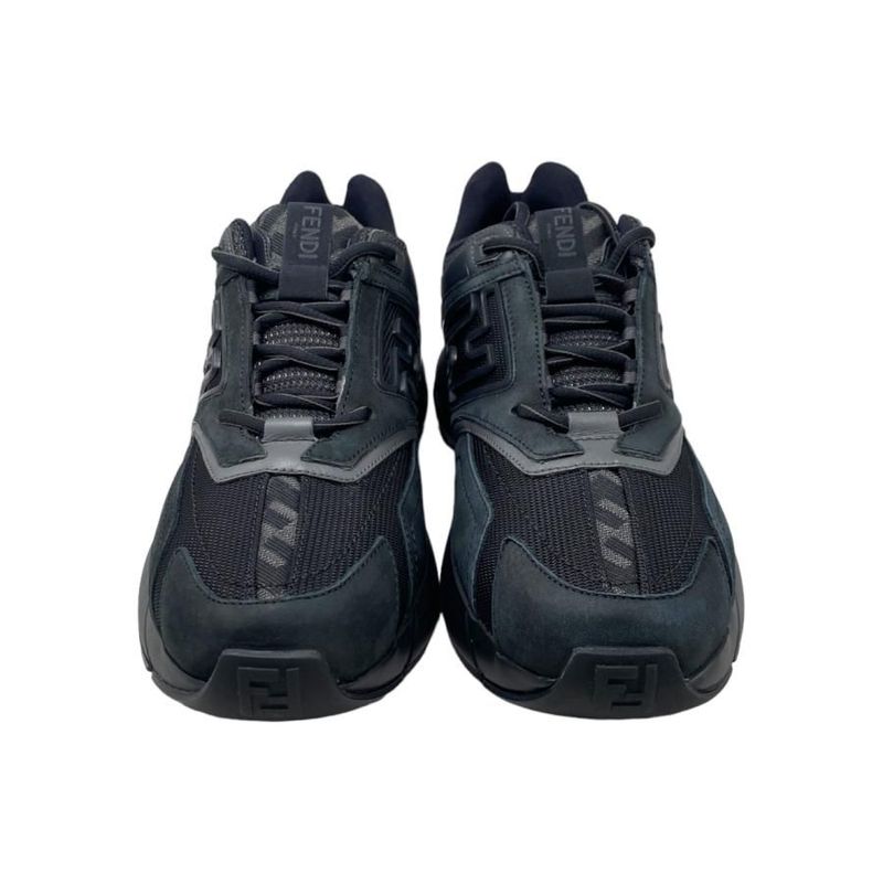 Fendi Sneakers 7e1555 6 Size Ff Logo Rubber Mesh Black Fendi
