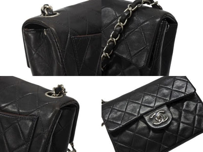 Chanel Mini Quilted 17 Shoulder Bag CC Logo Lambskin Black Silver — view 3