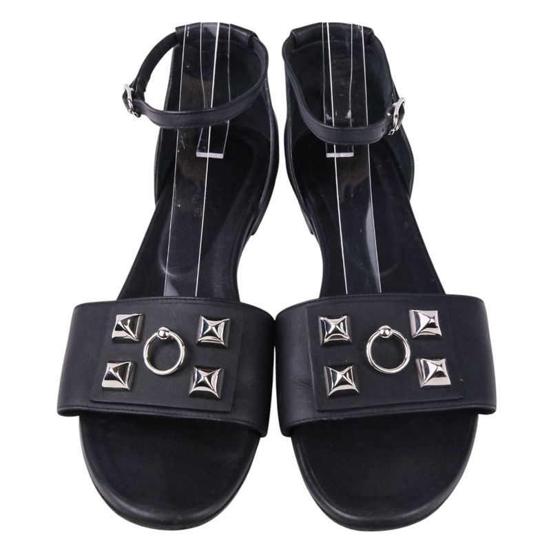 Hermes Desiree Corrie de Chien Ankle Strap Flat Sandals Size 38 About 24.5cm