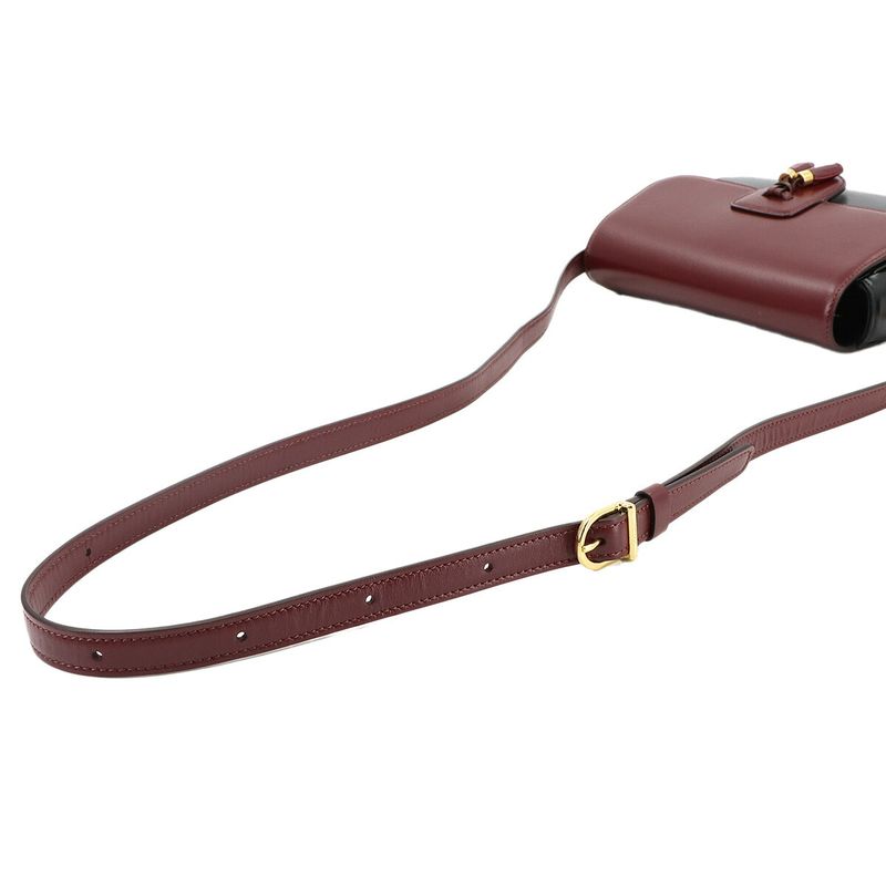 Celine Tassels Shoulder Bag Leather Bordeaux Black Gold Hardware Vintage