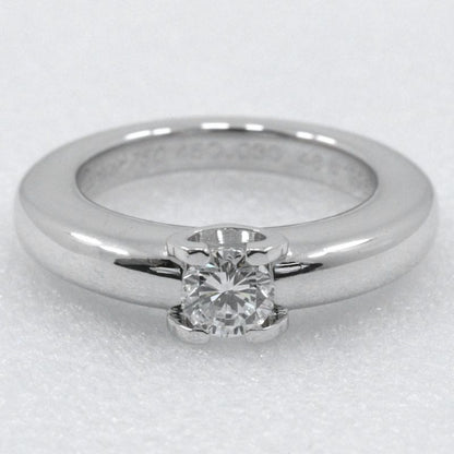 Cartier C De Solitaire 18kwhite Gold With Diamonds #6 Ladies 7.5g Ring