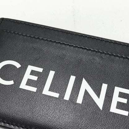 Celine Card Case Passcase Logo Card Case Card Holder Smooth Calfskin Black