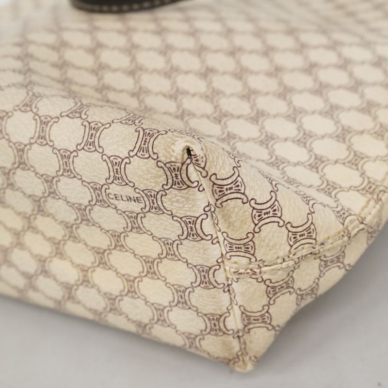 Celine Tote Bag Macadam PVC White Gold Hardware Women