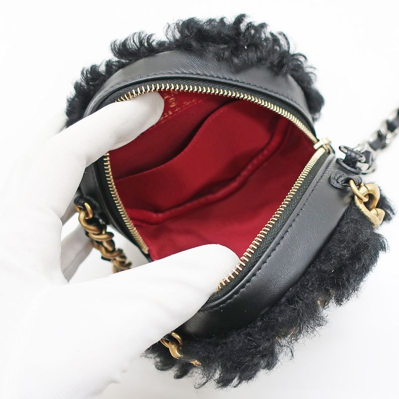 Chanel Round Boa Shoulder Bag Chanel 19 Black Ap0945 Gold Chain Round