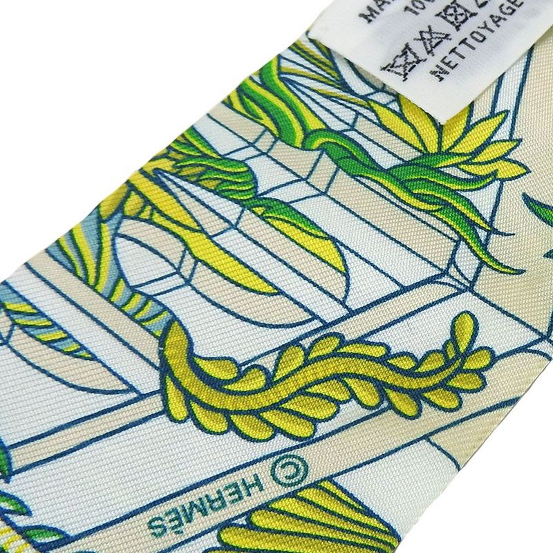 Hermes Twille Scarf 100% Silk Animapolis White Green Pink Multicolor Small