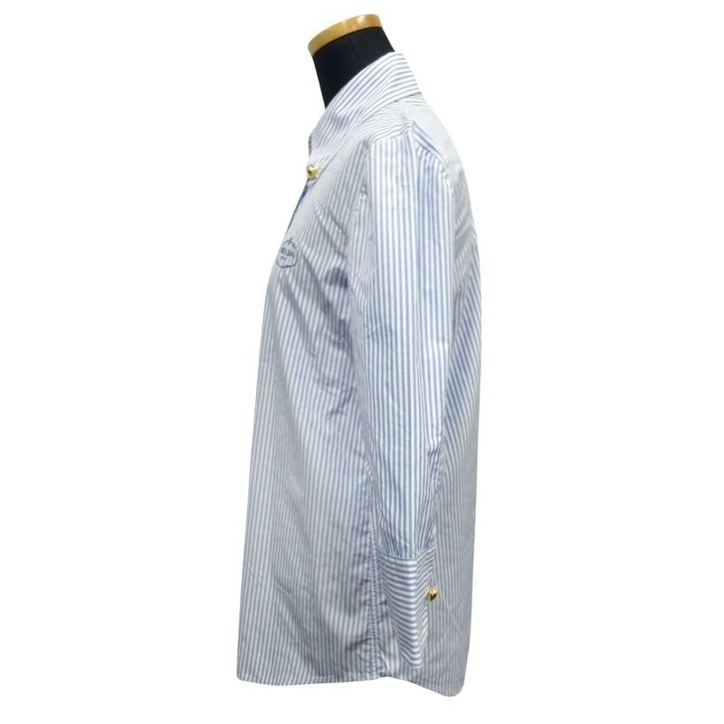 24ss Prada Button Down Shirt Blouse Cut and Sewn Gold Button Logo Embroidery