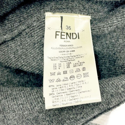 Fendi Wool Logo Sweater with Tie Gray 371396 Sweater