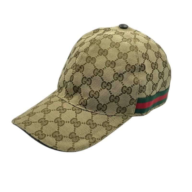 Gucci Hat Baseball Cap Leather GG Logo Blawan Men's Size XL