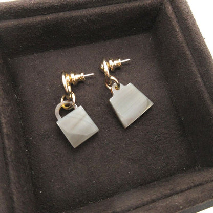 Hermes Amourette Maroquinier Kelly Cadenas Buffalo Horn Metal Brown Earrings