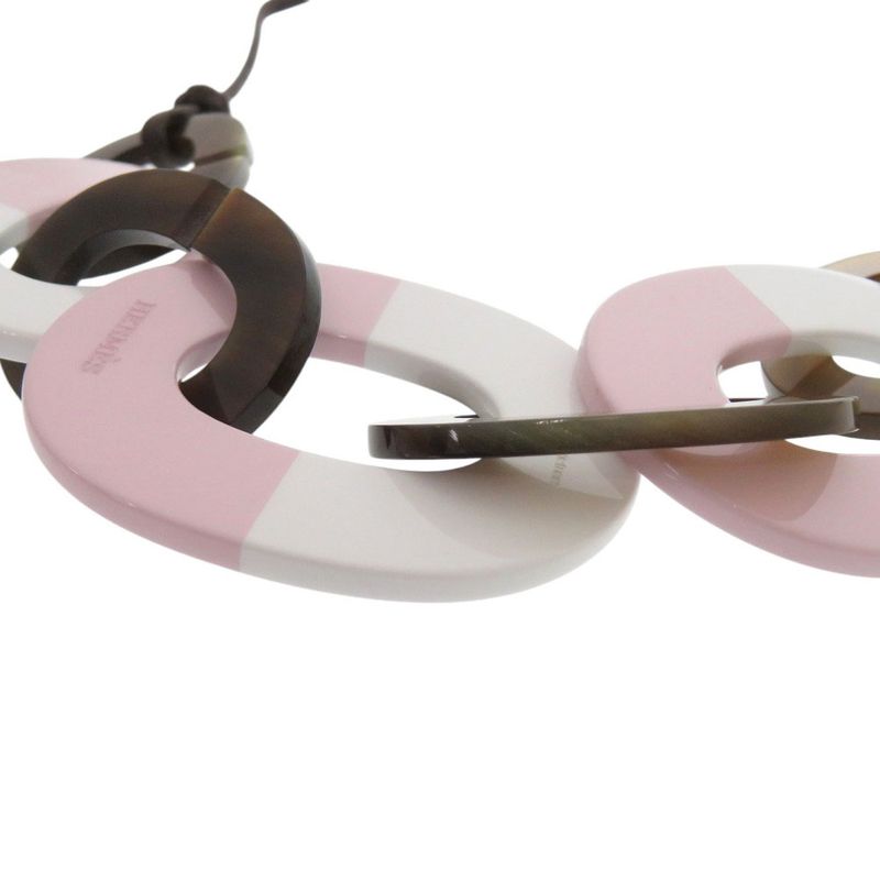 Hermes Caramba Buffalo Horn/lacquer Brown Pink Necklace 0271 Hermes
