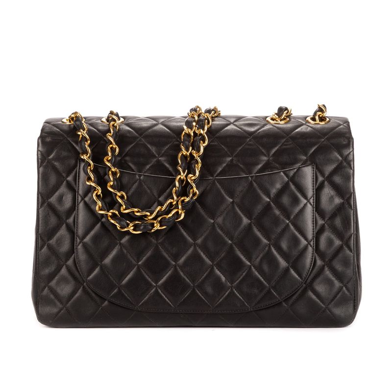 Chanel Maxi Jumbo Vintage Single Flap Black Smooth Scuff Zar A