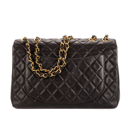 Chanel Maxi Jumbo Vintage Single Flap Black Smooth Scuff Zar A