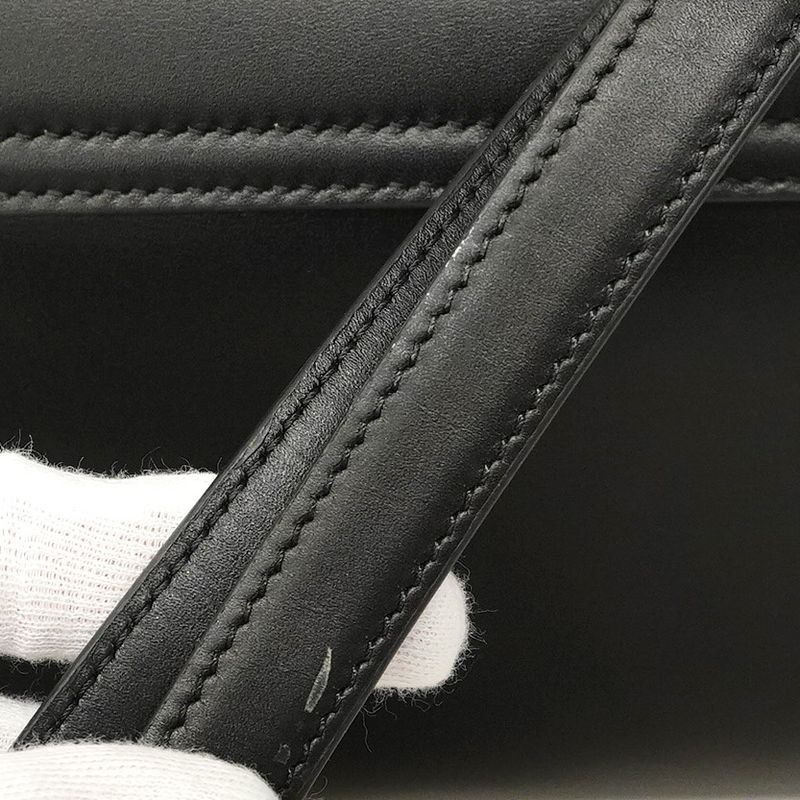 Celine Handbag Triomphe Teenino Leather Black Gold Hardware 2way Bag Ladies