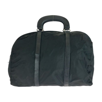 Prada Tessuto Triangle Logo Plate Black Silver Hardware Nylon Boston Bag
