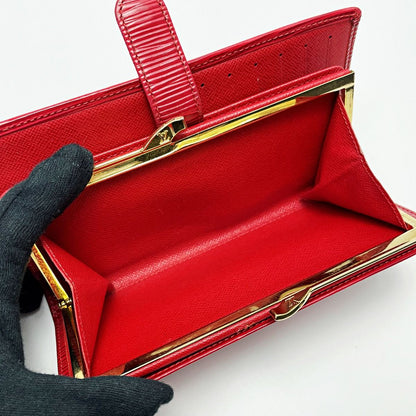 Louis Vuitton Epi Continental Viennois M63257 Red Bifold Long Wallet Women's