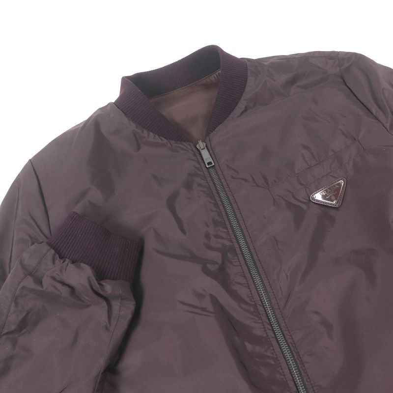 Prada Triangle Logo Triangle Plate Reversible Lamb Leather Bomber Jacket
