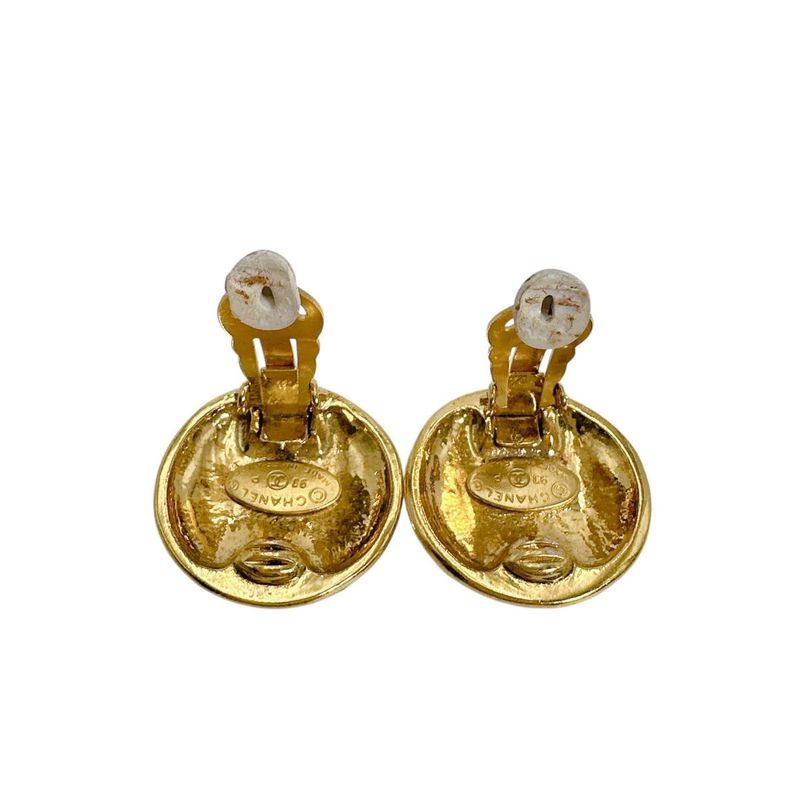 Chanel Vintage Large Coco Mark Earrings Chanel Gold