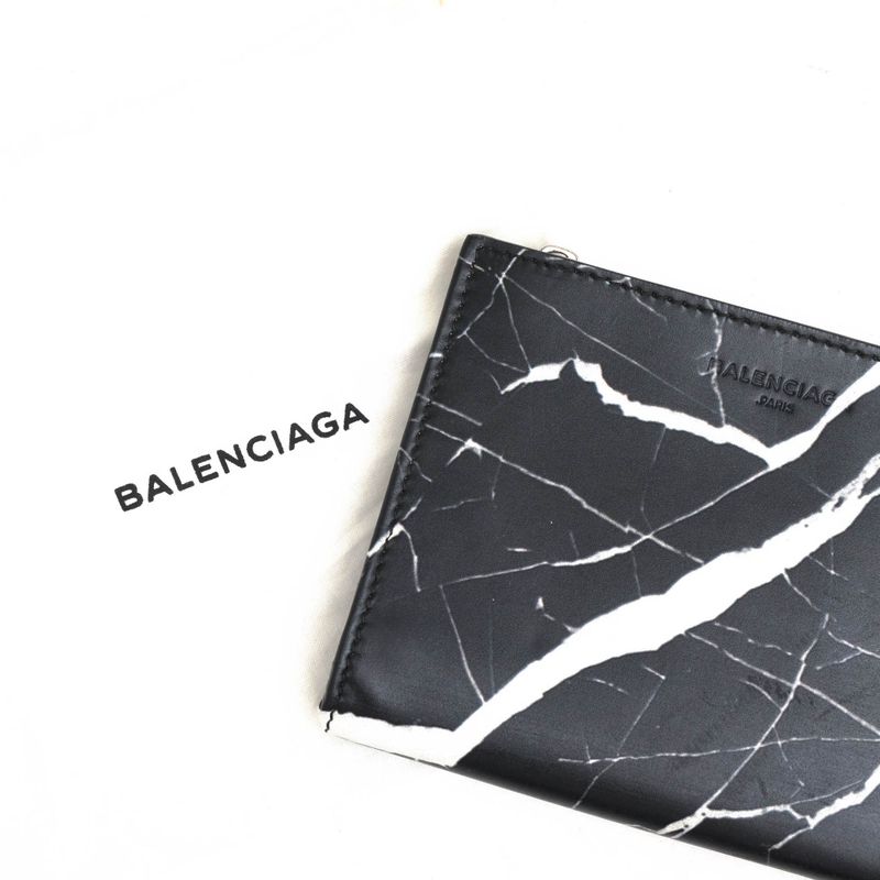Balenciaga Wallet Men Leather Genuine Black 332250 Compact Wallet with Coin