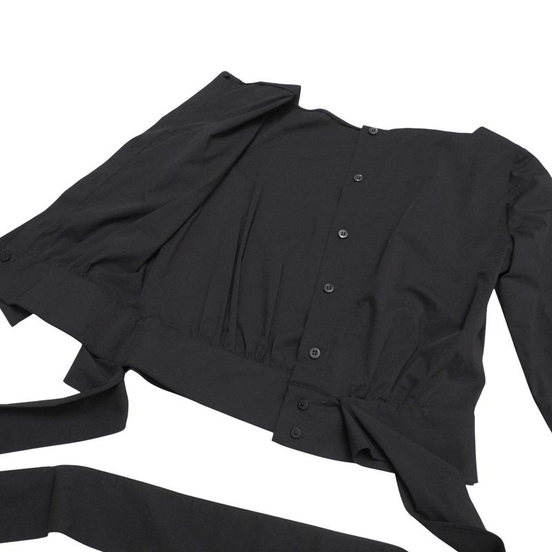 Prada Blouse Size 40 Belted Cubic Sleeve Shirt Black 20251009 Ra6259