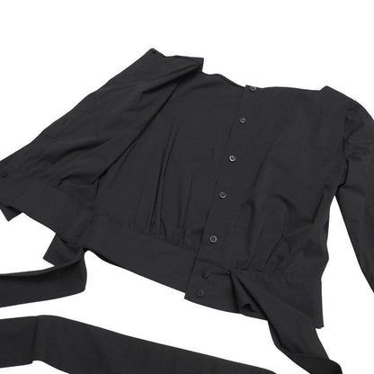 Prada Blouse Size 40 Belted Cubic Sleeve Shirt Black 20251009 Ra6259