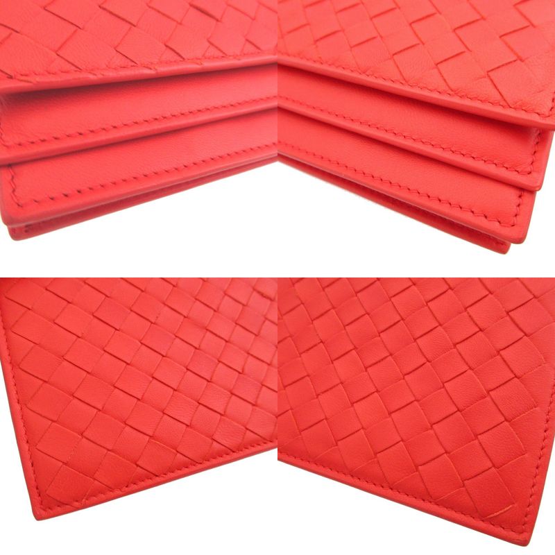 Bottega Veneta Intrecciato 143305 Leather Red Bifold Long Wallet 0337 Bottega