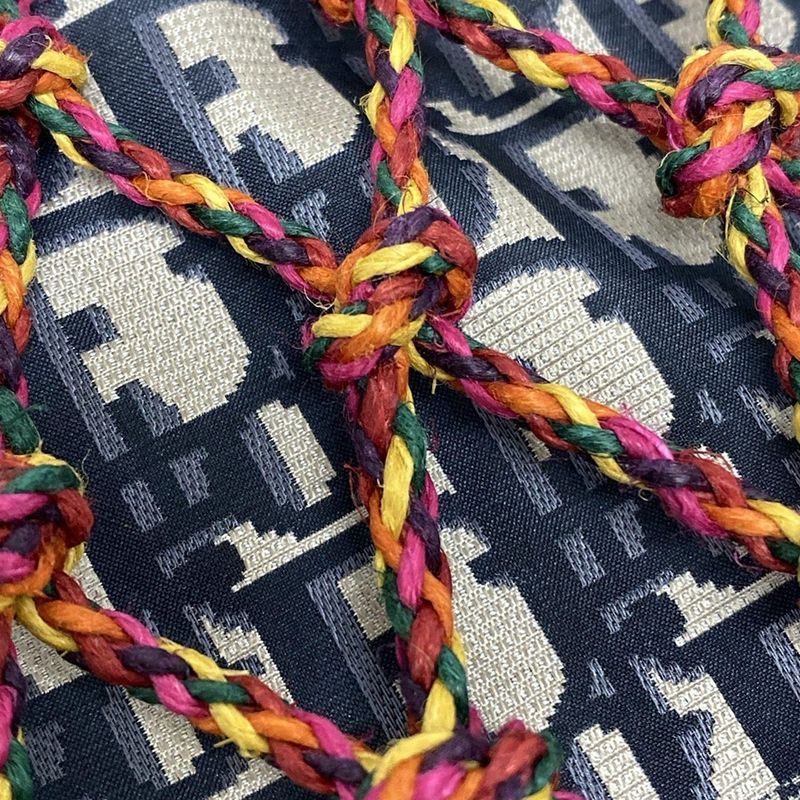 Dior/christian Dior Tote Bag - Pink X Navy X Multi Dior Oblique Embroidery/mesh