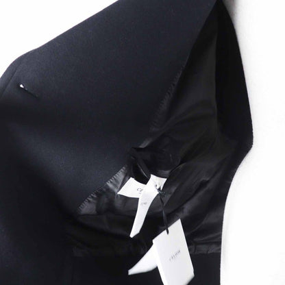 Celine 2m06a814e Wool Triomphe Gold Button Egg Shape Pea Coat Black 36 Made In