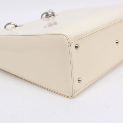 Christian Dior Enamel White Handbag Silver
