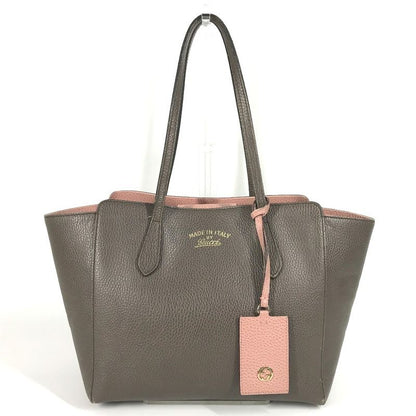 Gucci Shoulder Bag Logo Swing 354408 Leather Gray