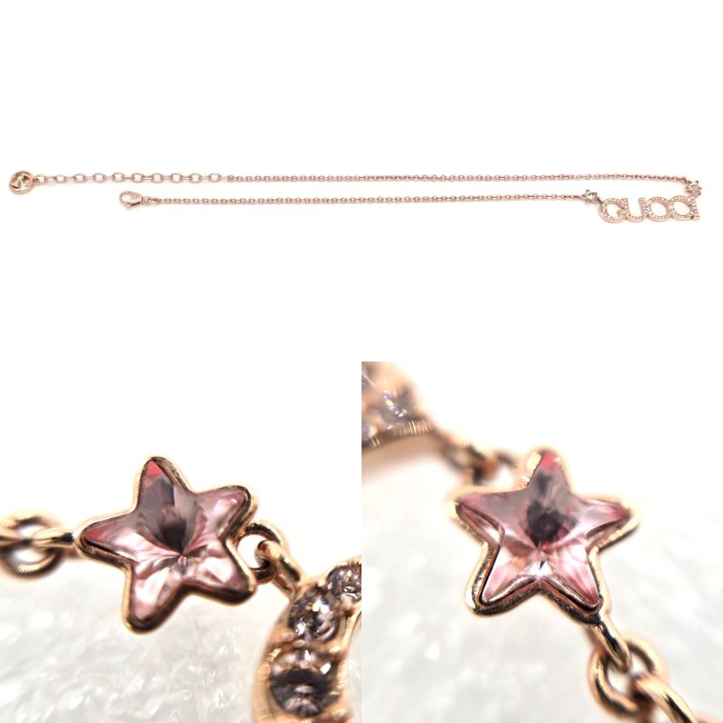 Gucci 774693 Logo Necklace 462cm (1819in) Long Crystal Script Logo Antique Pink