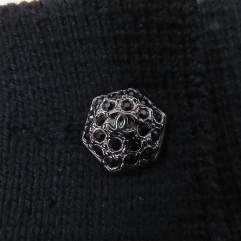 CHANEL P42496k04282 100% Wool Bijoux Coco Mark Button Knit Skirt Black 38 Made