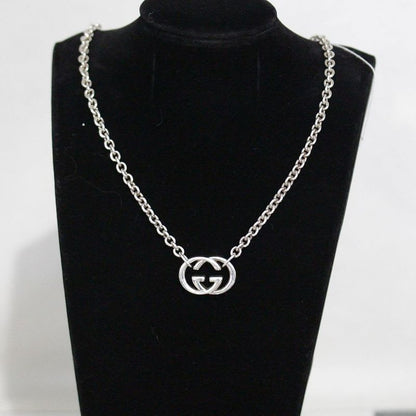 Gucci Interlocking Necklace Double G Silver 925 E1032