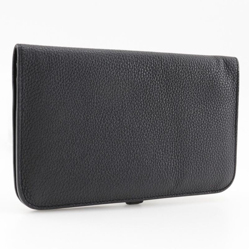 Hermes Dogon GM Togo Black □R Unisex Long Wallet