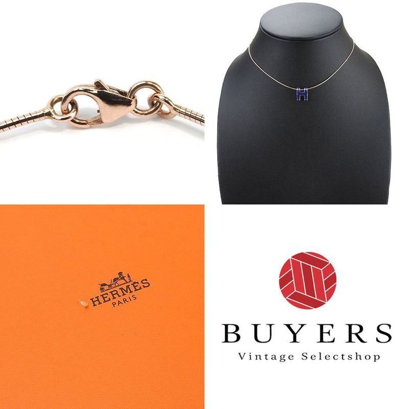 Hermes Necklace Pop Ash Pop H Silver 925 Pink Gold Plated Navy Pendant Accessori