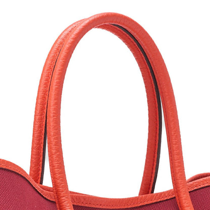 Hermes Garden Party TPM Tote Bag Toile Officier Rouge Grenat X Orange Poppi