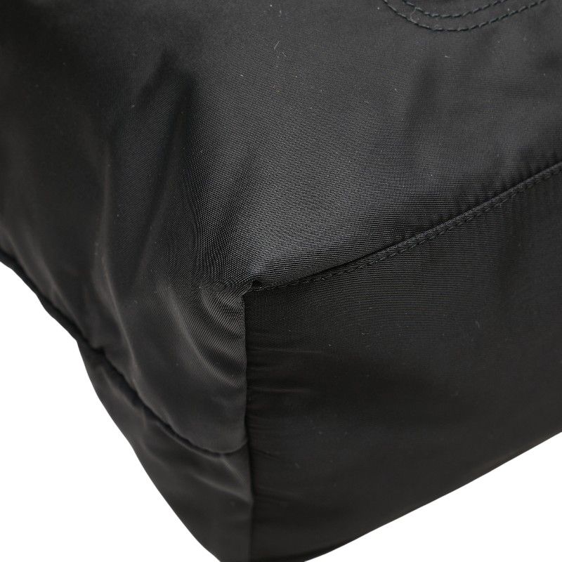 Prada Triangle Logo Plate Handbag Tote Bag Vr4377 Black Nylon Leather Women