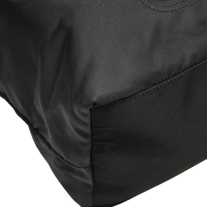 Prada Triangle Logo Plate Handbag Tote Bag Vr4377 Black Nylon Leather Women