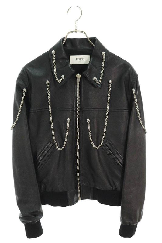 Celine 2e973280d Lambskin Chain Leather Jacket Men's 46