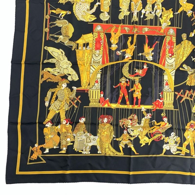 Hermes Scarf Carre 90 LE Temps Des Marionnettes Marionette Hours