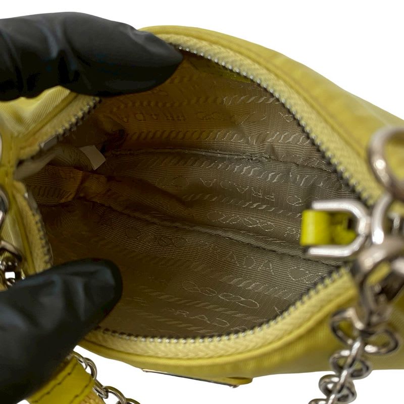 Prada Triangle Logo Hardware Nylon 2-Way Chain Mini Handbag Shoulder Bag