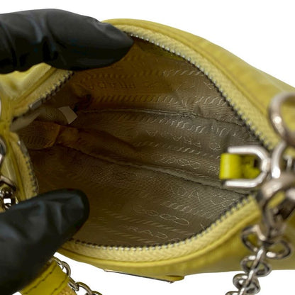 Prada Triangle Logo Hardware Nylon 2-Way Chain Mini Handbag Shoulder Bag