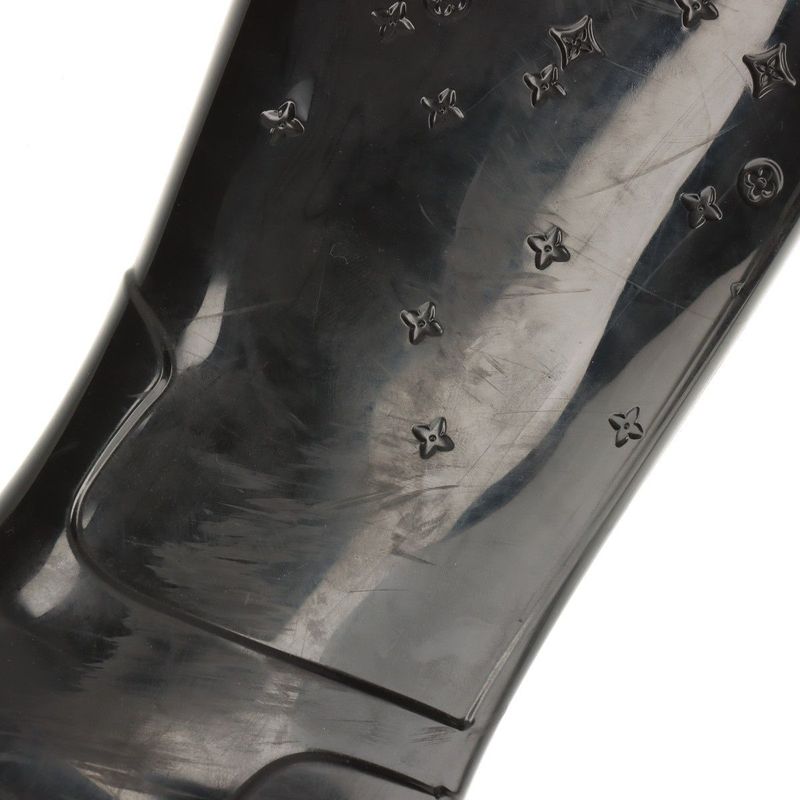 Louis Vuitton Monogram Drops Line Rubber Long Boots Women's 36 Black Made In