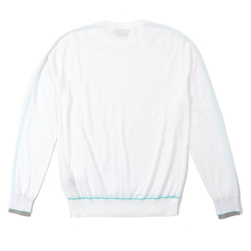 Hermes 23SS 100% Cotton Layered Design Crew Neck High Gauge Knit Sweater White