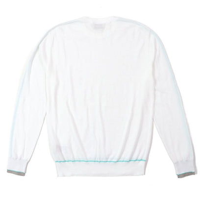 Hermes 23SS 100% Cotton Layered Design Crew Neck High Gauge Knit Sweater White