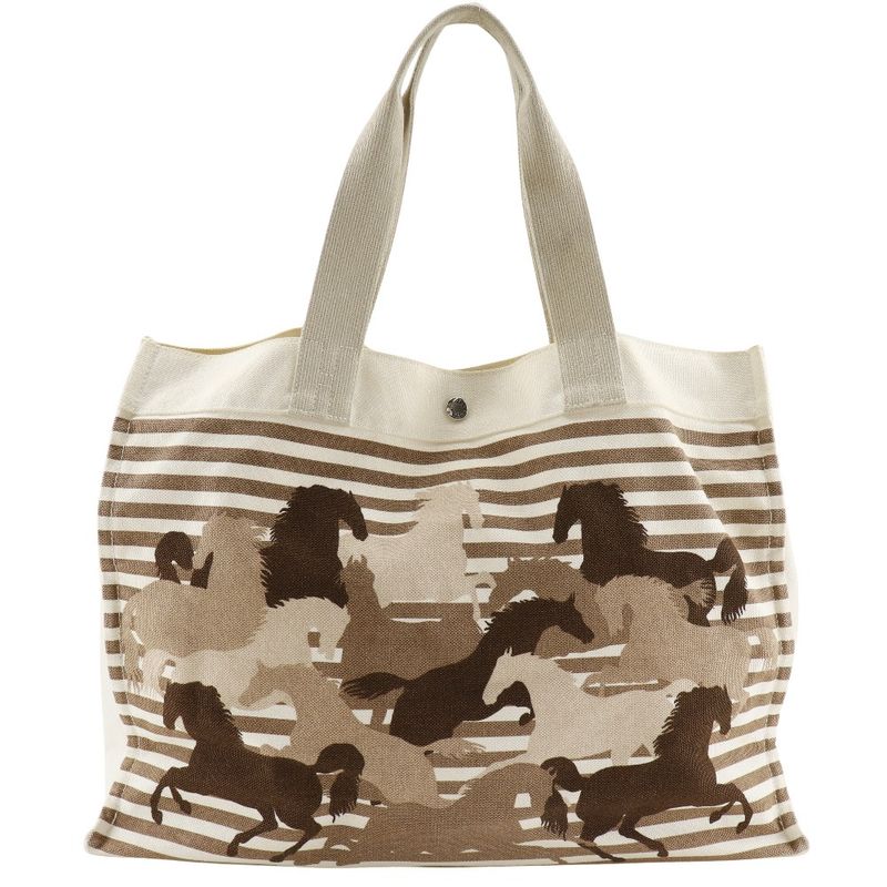 Hermes Cheveaune Canvas Brown/off White Unisex Tote Bag