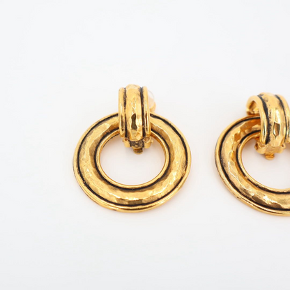 Chanel Matelasse Hoop Earrings Gold Accessories Women