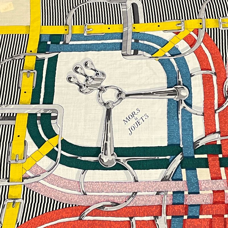 Hermes Carre 140 Large Size Stole Shawl Scarf MORS A Jouets Horse Bit Cashmere