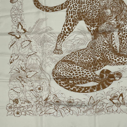 Hermes Scarf Carre 90 DIP DYE Jungle LOVE Jungle Love Silk White